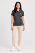 Charcoal Grey women microfibre Dri Fit premium cotton polo T-shirt full view