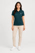 Dark Teal Green women microfibre Dri Fit premium cotton polo T-shirt full view