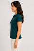 Dark Teal Green women microfibre Dri Fit premium cotton polo T-shirt side view