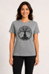 Women Yoga Tree Regular Round Neck T-Shirt - Heather Grey - Front View