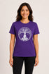 Women Yoga Tree Regular Round Neck T-Shirt - Purple - Front View