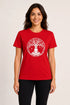 Women Yoga Tree Regular Round Neck T-Shirt - Red - Front View