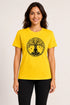 Women Yoga Tree Regular Round Neck T-Shirt - Yellow - Front View