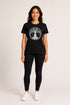 Women Yoga Tree Regular Round Neck T-Shirt - Black - Full View