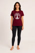 Women Yoga Tree Regular Round Neck T-Shirt - Burgundy - Full View