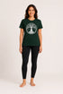 Women Yoga Tree Regular Round Neck T-Shirt - Dark Green - Full View