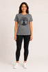 Women Yoga Tree Regular Round Neck T-Shirt - Heather Grey - Full View