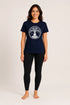 Women Yoga Tree Regular Round Neck T-Shirt - Navy Blue - Full View