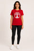 Women Yoga Tree Regular Round Neck T-Shirt - Red - Full View