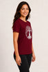 Women Yoga Tree Regular Round Neck T-Shirt - Burgundy - Side View