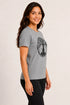 Women Yoga Tree Regular Round Neck T-Shirt - Heather Grey - Side View