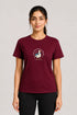 Women's Peace Was Never an Option Yoga Duck Regular Fit T-Shirt - Maroon - Sukhasana Yoga Close View