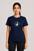 Women's Peace Was Never an Option Yoga Duck Regular Fit T-Shirt - Navy - Sukhasana Yoga Close View