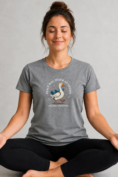 Women's Peace Was Never an Option Yoga Duck Regular Fit T-Shirt - Grey - Front View